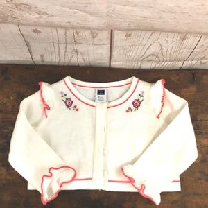 Janie and Jack Embroidered Ruffle Cardigan Sweater